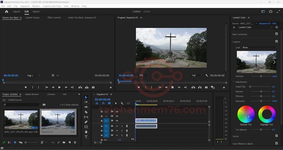 giao diện phần mềm Adobe Premiere Pro CC 2023